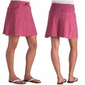 Kuhl Mova Cargo Hiking Skort Skirt Sz XL Marled Berry Red Knit Pull-On Stretch